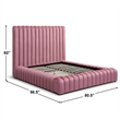 Avalon Velvet Upholstered Queen Platform Bed in Pink