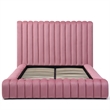 Avalon Velvet Upholstered Queen Platform Bed in Pink