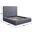 Avalon Velvet Upholstered King Platform Bed in Gray