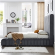 Avalon Velvet Upholstered King Platform Bed in Gray