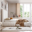 Avalon Velvet Upholstered King Platform Bed in Cream