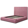 Avalon Velvet Upholstered King Platform Bed in Pink