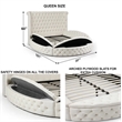 Upholstered Queen Round Storage Bed in Cream Color