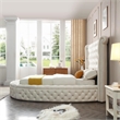 Upholstered Queen Round Storage Bed in Cream Color