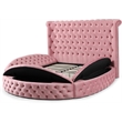 Upholstered King Round Storage Bed in Pink Color