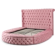 Upholstered King Round Storage Bed in Pink Color