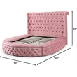 Upholstered King Round Storage Bed in Pink Color