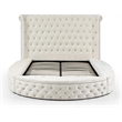 Upholstered King Round Storage Bed in Cream Color