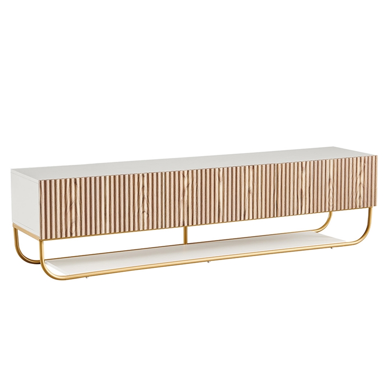 WPFurniture Glam Tv Stand in White & Natural