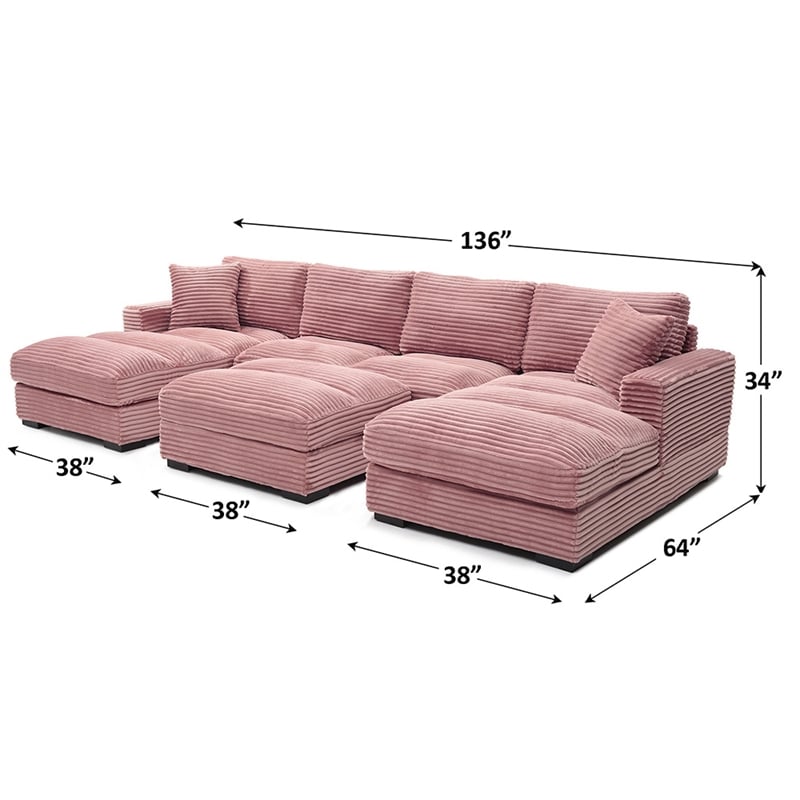 Scarlet Velvet Corduroy Sofa in Pink