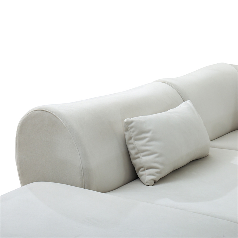 Vivienne L-Shape Velvet Sectional Sofa in Cream