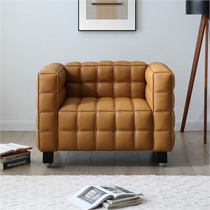 Emma Luxurious Faux Leather Armchair in Brown