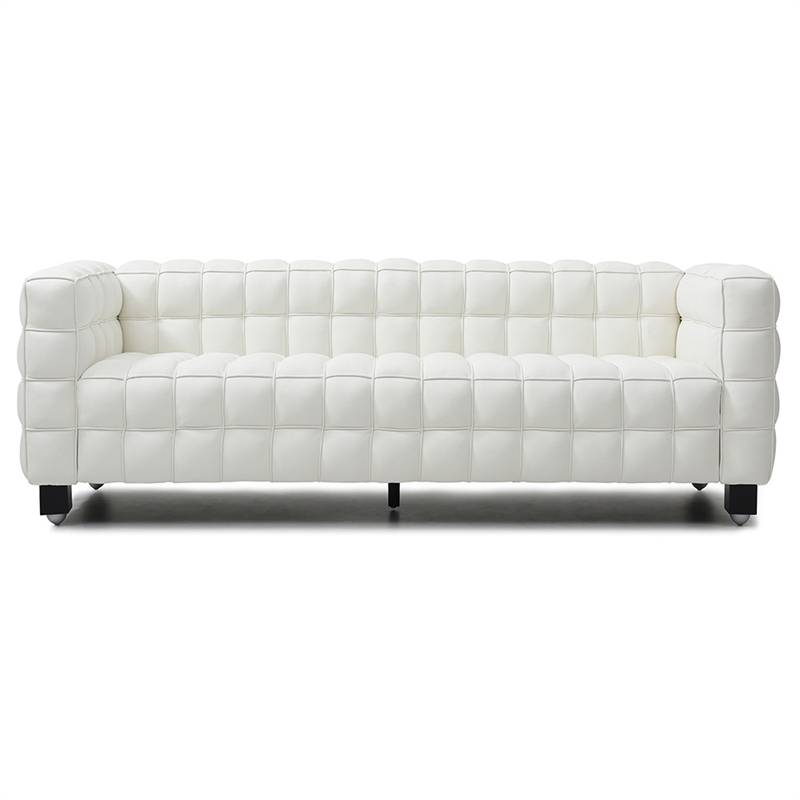 Emma Luxurious Faux Leather Sofa in Cream