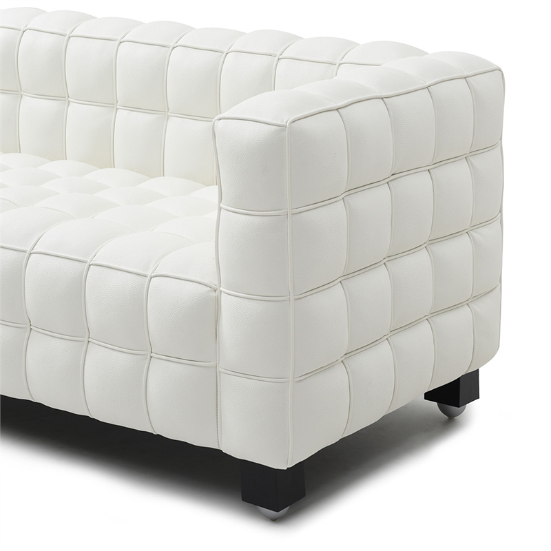 Emma Luxurious Faux Leather Sofa in Cream