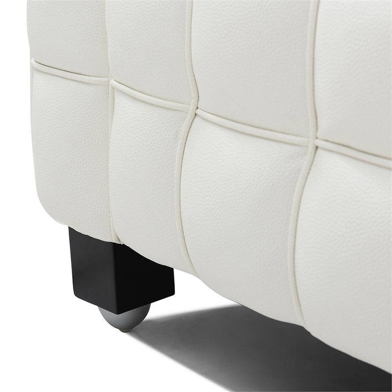 Emma Luxurious Faux Leather Sofa in Cream