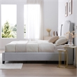 Hampton Linen Fabric Upholstered Full Platform Bed in Light Blue