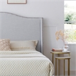 Hampton Linen Fabric Upholstered Full Platform Bed in Light Blue