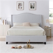 Hampton Linen Fabric Upholstered Full Platform Bed in Light Blue