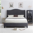 Hampton Linen Fabric Upholstered Queen Platform Bed in Charcoal