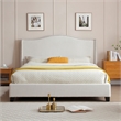 Hampton Linen Fabric Upholstered King Platform Bed in Cream