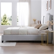 Hampton Linen Fabric Upholstered King Platform Bed in Light Blue