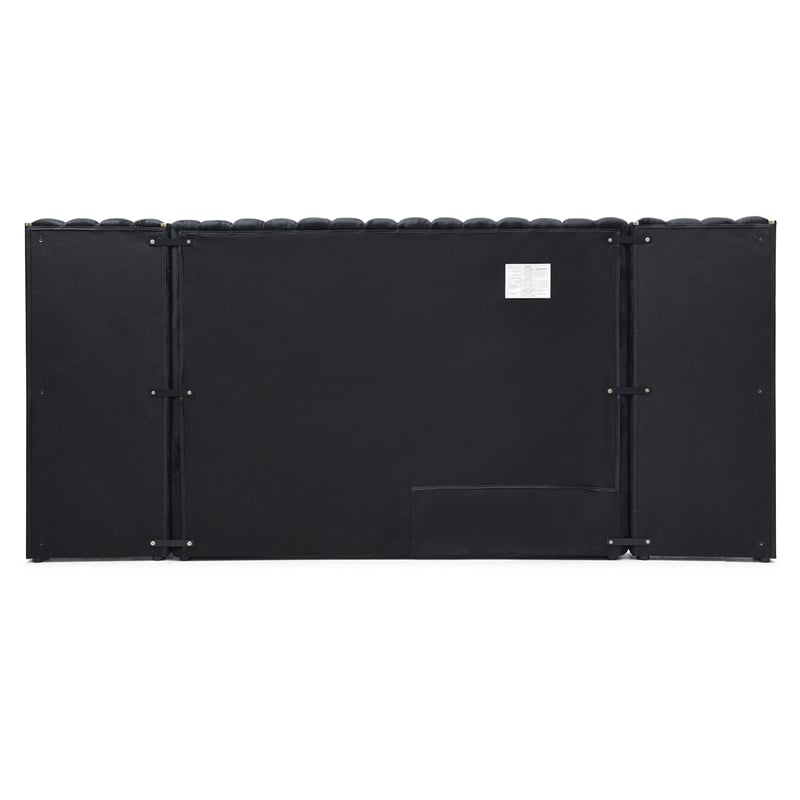 Avalon Velvet Upholstered Queen Platform Bed with Wings in Black
