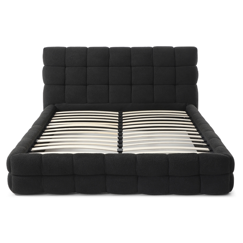 Electra Queen Size Fabric Upholstered Bed Frame in Black