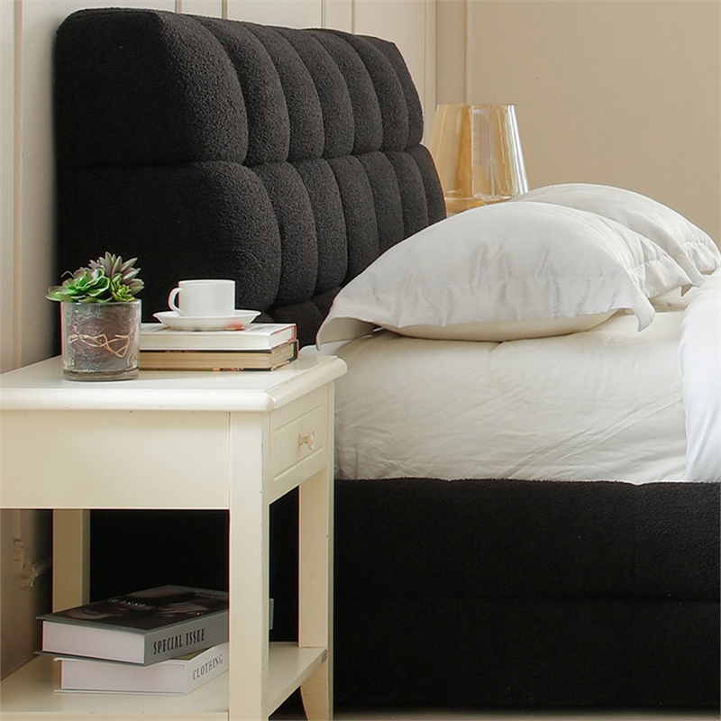 Electra Queen Size Fabric Upholstered Bed Frame in Black