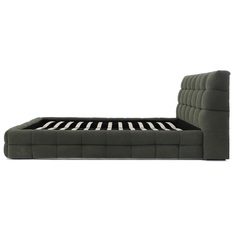 Electra Queen Size Fabric Upholstered Bed Frame in Green