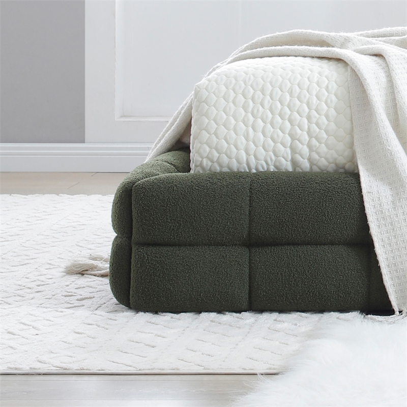 Electra Queen Size Fabric Upholstered Bed Frame in Green