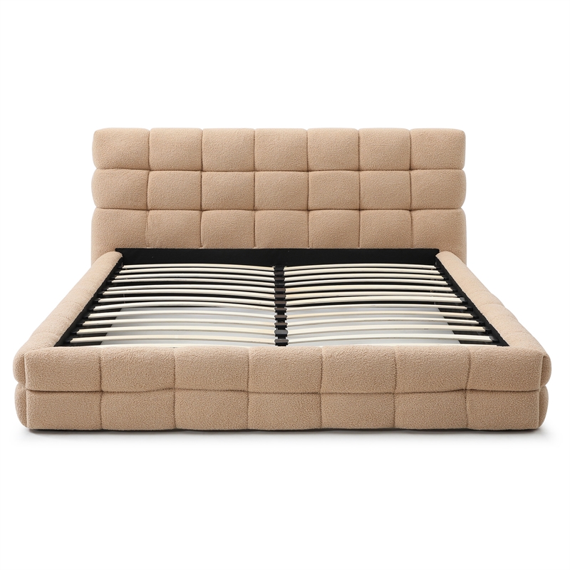 Electra King Size Fabric Upholstered Bed Frame in Camel