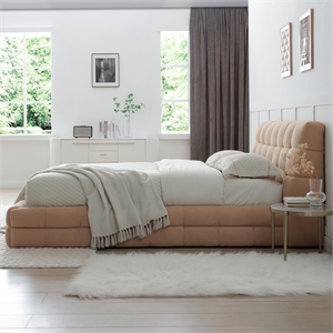 Electra King Size Fabric Upholstered Bed Frame in Camel