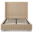 Jeffrey Queen Size Velvet Upholstered Bed Frame In Camel