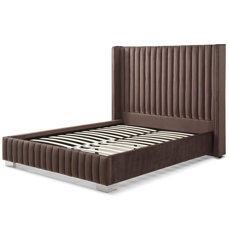 Jeffrey King Size Velvet Upholstered Bed Frame in Black