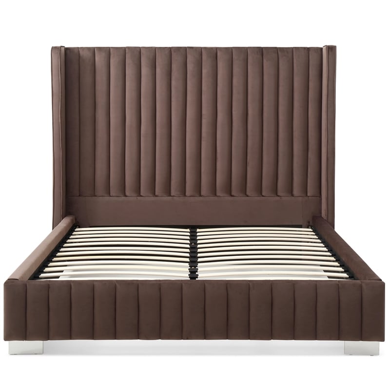 Jeffrey King Size Velvet Upholstered Bed Frame in Black