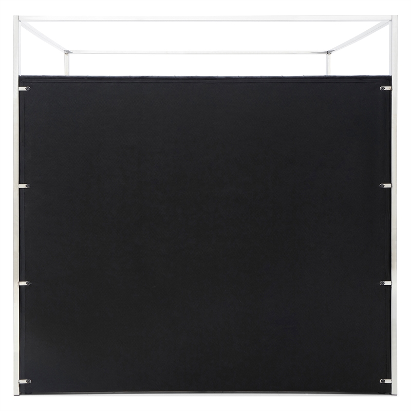 Jeffrey Canopy Velvet Upholstered King Bed Frame In Black