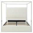 Jeffrey Canopy Velvet Upholstered King Bed Frame In Cream