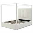 Jeffrey Canopy Velvet Upholstered King Bed Frame In Cream