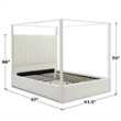 Jeffrey Canopy Velvet Upholstered King Bed Frame In Cream
