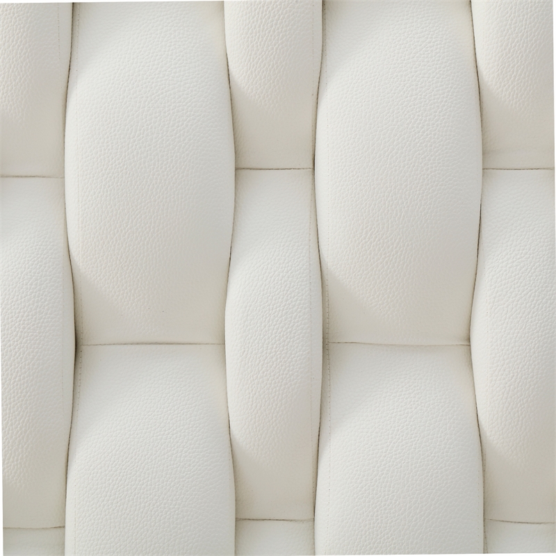 Rollie Vegan Leather Upholstered Queen Bed Frame In Cream