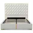 Rollie Vegan Leather Upholstered King Bed Frame In Cream