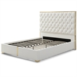 Rollie Vegan Leather Upholstered King Bed Frame In Cream