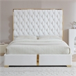 Rollie Vegan Leather Upholstered King Bed Frame In Cream