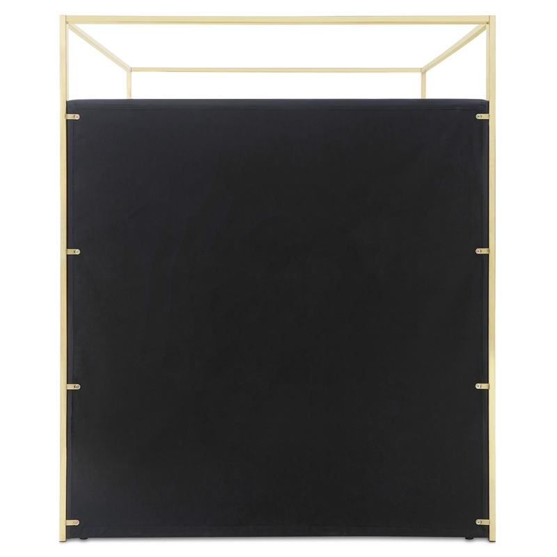 Rollie Canopy Vegan Leather Upholstered Queen Bed Frame In Black