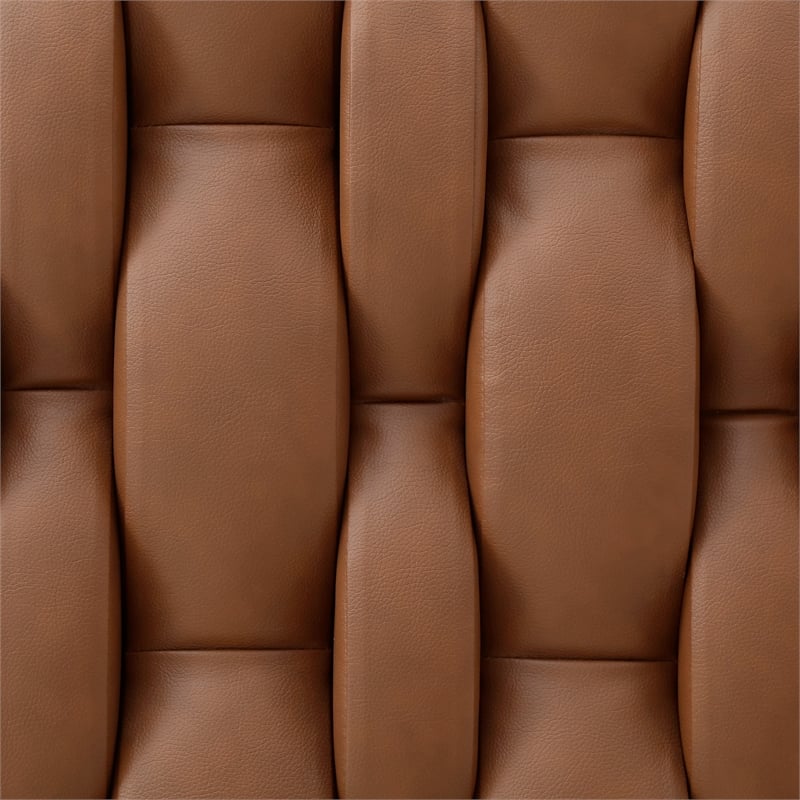 Rollie Canopy Vegan Leather Upholstered Queen Bed Frame In Brown