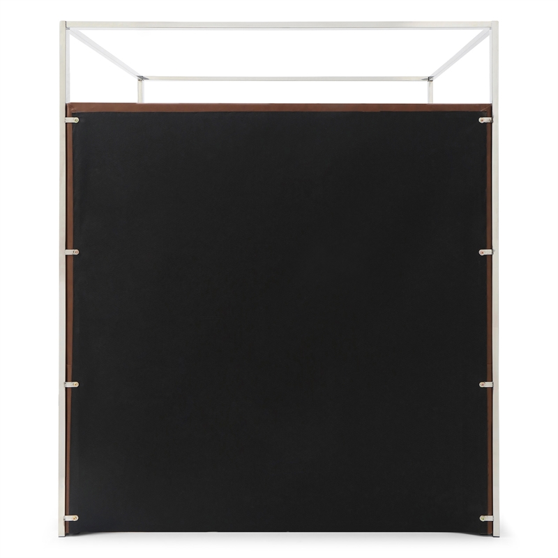 Rollie Canopy Vegan Leather Upholstered King Bed Frame In Brown