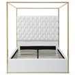 Rollie Canopy Vegan Leather Upholstered King Bed Frame In Cream