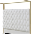 Rollie Canopy Vegan Leather Upholstered King Bed Frame In Cream