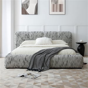 Sienna Upholstered Platform Queen Bed Low Profile with Padded Headboard