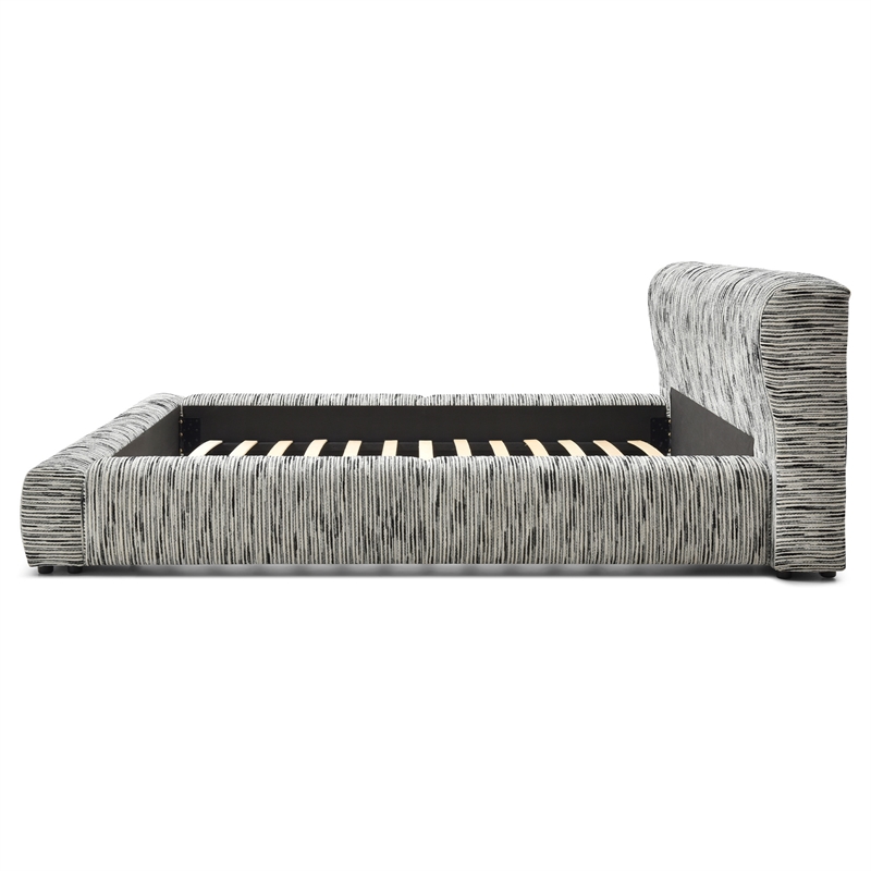 Sienna Upholstered Platform King Bed Low Profile with Padded Headboard
